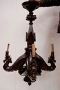 Gothic style Chandelier in Walnut, France 19th century