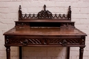 Gothic style Desk and arm chair in Walnut, France 19th century