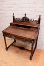 Gothic style Desk and arm chair in Walnut, France 19th century