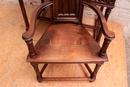 Gothic style Desk and arm chair in Walnut, France 19th century