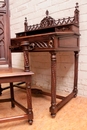 Gothic style Desk and arm chair in Walnut, France 19th century