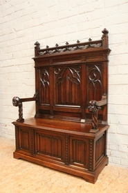 Walnut gothic hall bench