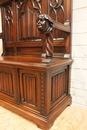 Gothic style hall bench in Walnut, France 19th century