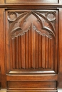 Gothic style hall bench in Walnut, France 19th century
