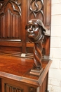 Gothic style hall bench in Walnut, France 19th century