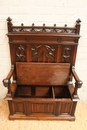 Gothic style hall bench in Walnut, France 19th century