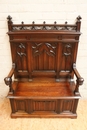 Gothic style hall bench in Walnut, France 19th century