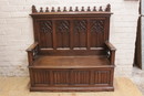Gothic style Hall bench in Walnut, France 19th century