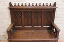 Gothic style Hall bench in Walnut, France 19th century