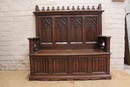 Gothic style Hall bench in Walnut, France 19th century