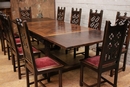 Gothic style Table & chairs in Walnut, France 19th century