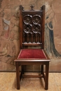 Gothic style Table & chairs in Walnut, France 19th century