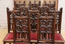 Gothic style Table & chairs in Walnut, France 19th century