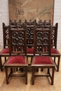 Gothic style Table & chairs in Walnut, France 19th century