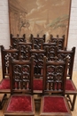 Gothic style Table & chairs in Walnut, France 19th century