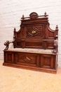 Henri II style Hall bench in Walnut, France 19th century