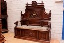 Henri II style Hall bench in Walnut, France 19th century