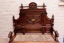 Henri II style Hall bench in Walnut, France 19th century