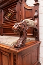 Henri II style Hall bench in Walnut, France 19th century