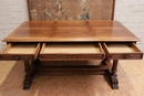 Henri II style Desk table in Walnut, France 19th century