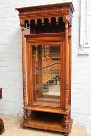 walnut Henri II display cabinet