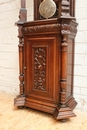 Henri II style  grandfather clock in Walnut, France 19th century