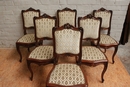 Louis XV style Chairs and table in Walnut, Belgium 1900