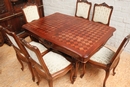 Louis XV style Chairs and table in Walnut, Belgium 1900