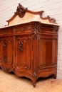 Louis XV style Cabinet in walnut and marble, France 19th century