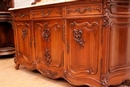 Louis XV style Cabinet in walnut and marble, France 19th century