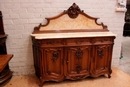 Louis XV style Cabinet in walnut and marble, France 19th century