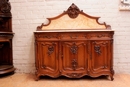 Louis XV style Cabinet in walnut and marble, France 19th century