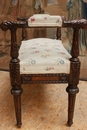 Louis XVI style Bench and stool in Walnut, France 19th century