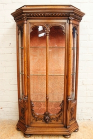 Walnut renaissance display cabinet