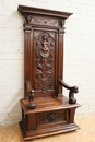 Renaissance style Hall bench in Walnut, France 19th century