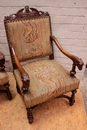 Renaissance style Arm chairs in Walnut, France 19th century