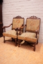 Renaissance style Arm chairs in Walnut, France 19th century