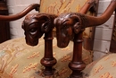 Renaissance style Arm chairs in Walnut, France 19th century