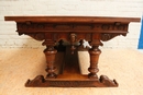 Renaissance style Table in Walnut signed by the maker, France 19th century