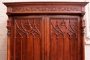 Gothic style Armoire in Walnut, France 19th century